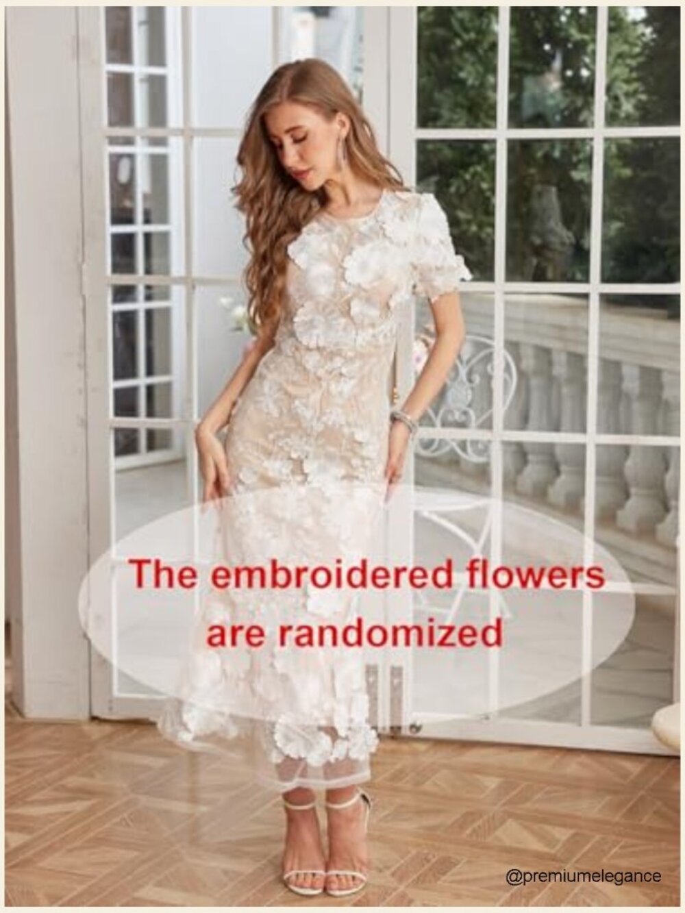 3D Floral Embroidery Maxi Dress Ruffle Sleeve Fishtail Bodycon Party - Picture 4 of 7